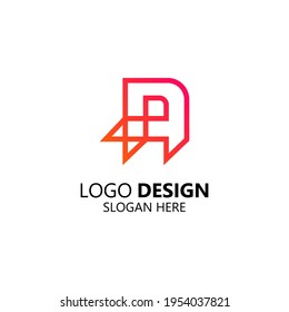 letter A with monoline logo design