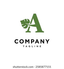 Letter A Monstera Leaf Spade Logo Icon Vector