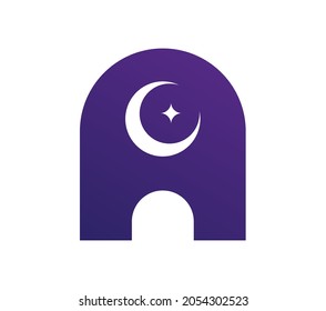 Letter A moon and star logo design templat. eps10 isolated