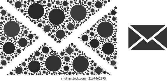 Letter mosaic icon. Vector mosaic constructed from scattered Covid-2019 elements. Covid-2019 collage letter icon. Letter collage for pandemic templates.