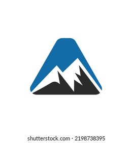 Letter A Mount Logo Vector Sign. Mountain Nature Landscape Logo Combine With Hill Icon and Template
