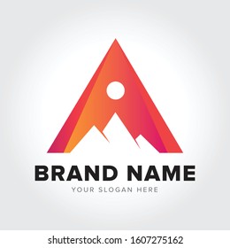Letter A Mountain Abstract Orange Logo Design Graphic Elements