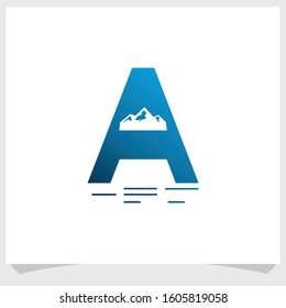 letter A and mountain logo design template, abstract logo design vector