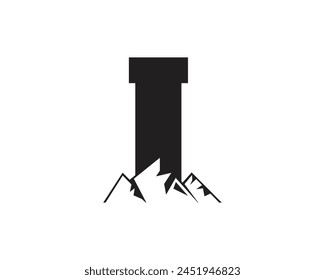 Letter I Mountain Logo. Template Minimalist Alphabet Vector Design	
