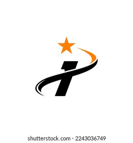 Letter i with moving star logo design.