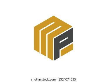 Letter MP hexagon logo design