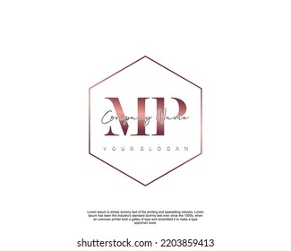 Letter MP Initial handwriting logo with signature and hand drawn style.