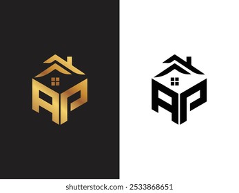 Letter MP or Initial Letter and Home Real Estate Shape Logo Design Vector
