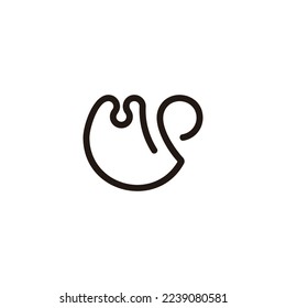 letter mp loop swan line logo vector 