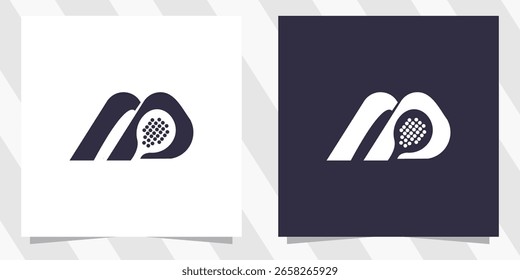 letra mp pm com design de logotipo de raquete padel