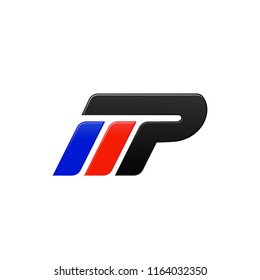 letter MP racing logo design template