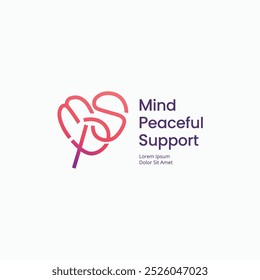 Letra MPS, PMS ou MSP forma do coração simples linhas logotipo design conceito