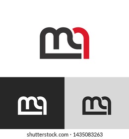 Letter mq linked lowercase logo design template elements. Red letter Isolated on black white grey background. Suitable for business, consulting group company.