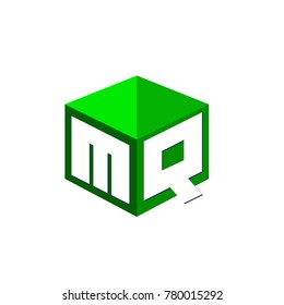 Letter MQ logo in hexagon shape and green background, cube logo with letter design for company identity.
