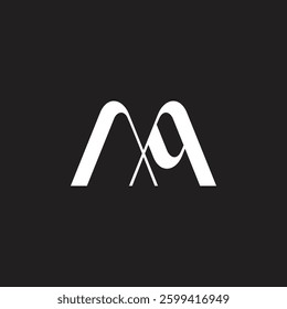 letter mq ribbon linked simple geometric logo vector 