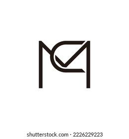 letter mq simple linked line geometric logo vector 