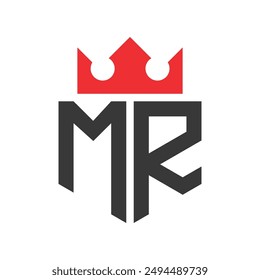 Letter MR Crown Logo. Crown on Letter MR Logo Design Template