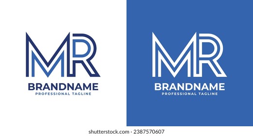 Letter MR Line Monogram Logo, suitable for business with MR or RM initials.