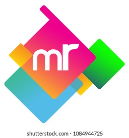 Letter MR logo with colorful geometric shape, letter combination logo design for creative industry, web, business and company.