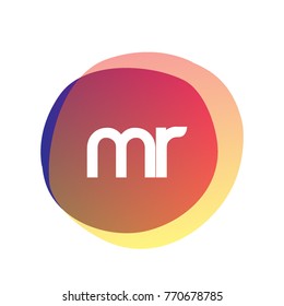 Letter MR logo with colorful splash background, letter combination logo design for creative industry, web, business and company.
