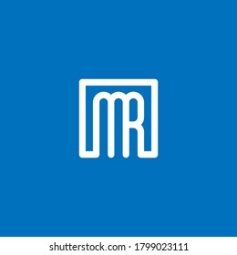 Letter MR M R Logo design vector with square shape icon