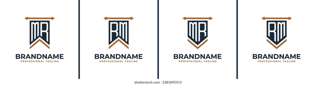Letra MR y RM Pennant Flag Logo Set, Representan la victoria. Adecuado para cualquier negocio con las iniciales MR o RM.