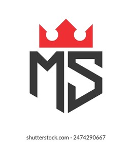 Letra MS Crown Logo. Plantilla de diseño de logotipo de MS Crown on Letter