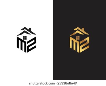 Letter MS or Initial Letter and Home Real Estate Shape Logo Design Vector