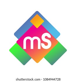 Letter MS logo with colorful geometric shape, letter combination logo design for creative industry, web, business and company.