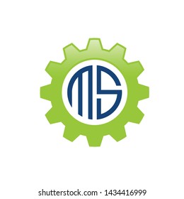 Letter MS logo with industrial gear icon , strong elegant classy concept