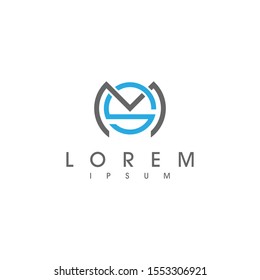 Logotipo de letra MS. Logotipo único con la combinación de letras M y S formando circular. Logo único, moderno, sencillo y elegante