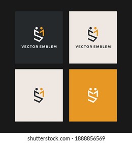 letter ms people logo  vector design template