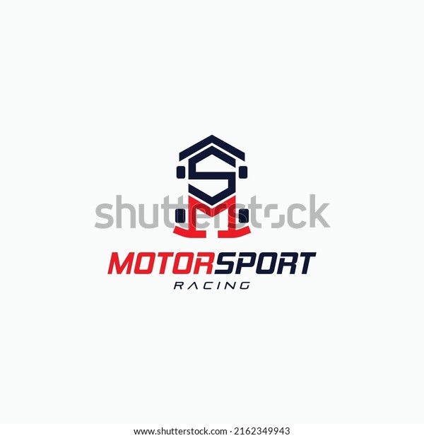 Letter MS SM forms a\
racing car kart geometric logo icon sign symbol design concept.\
Vector illustration
