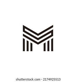 Letter MS SM M S lines geometric symbol simple logo vector