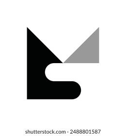 Letter MS Or SM Minimalist Modern Geometric Business Icon Design Logo