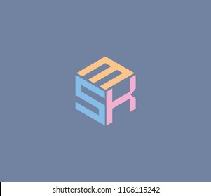 Letter Msk Logo Hexagon Logo Stock Vector Royalty Free