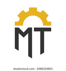 Letter MT Gear Logo Design for Service Center, Repair, Factory, Industrial, Digital and Mechanical Business