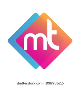 Letter MT logo with colorful geometric shape, letter combination logo design for creative industry, web, business and company.