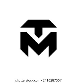 Letter Mt modern new shapes alphabet initial typography abstract monogram logo