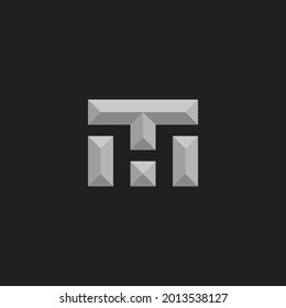 letter mt simple 3d shadow gradient logo vector