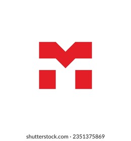 letter mt simple geometric negative space logo vector 