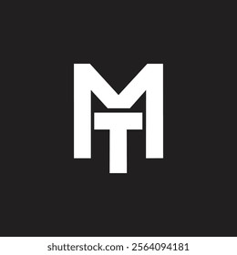 Letter MT or TM  logo modern unique and elegant logo design idea, T inside letter M, vector art icon monogram and white color on black background.