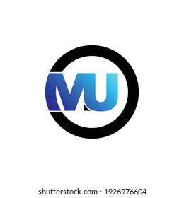 Letter MU circle logo design vector