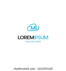 Letter MU Cloud Media Modern Abstract Creative Business Technology Logo