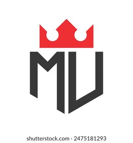 Letter MU Crown Logo. Crown on Letter MU Logo Design Template