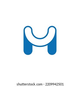 letter mu curves outline simple logo vector 