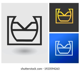 Letter MU KU square shape logo symbol