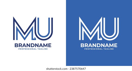 Letter MU Line Monogram Logo, suitable for business with MU or UM initials.