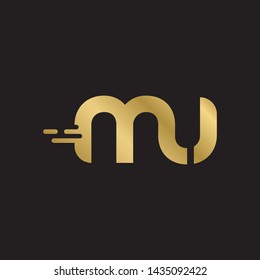 Letter mu linked lowercase logo design template elements. Gold letter Isolated on black  background. Suitable for business, consulting group company.