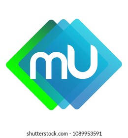 Letter MU logo with colorful geometric shape, letter combination logo design for creative industry, web, business and company.